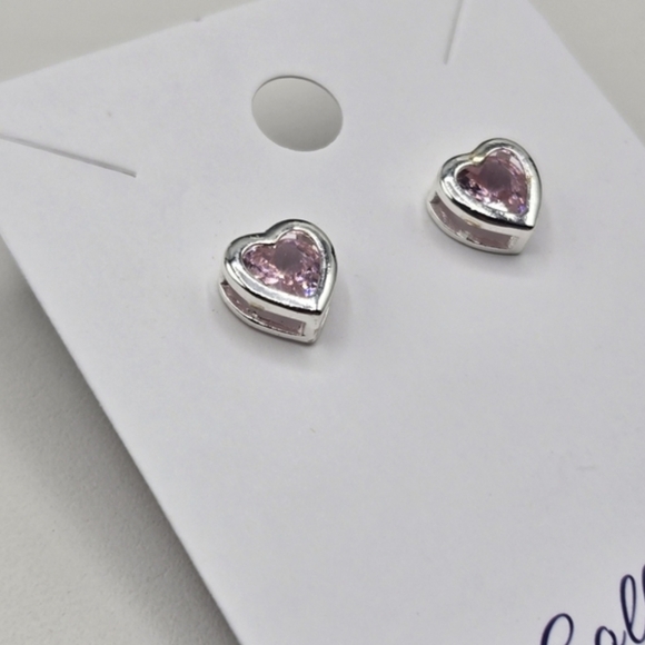 Swarovski Heart Silver Plated Stud Earrings - Picture 2 of 9